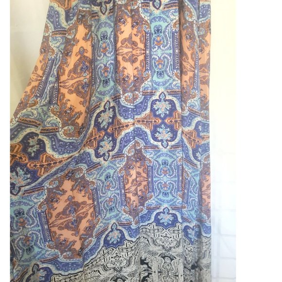 Anthropologie Maeve Medallion Maxi Dress Sz 4 Damask Silk Sleeveless Multi Blue - Picture 12 of 16